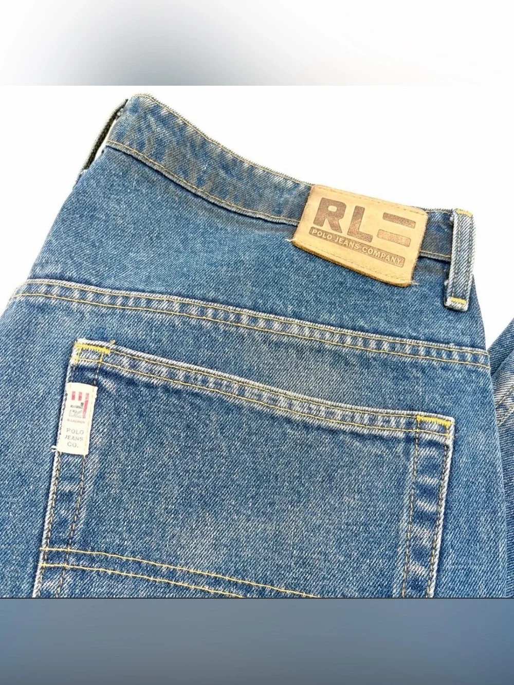 Ralph Lauren RL Polo Jeans Co Vintage Straight Leg Blue Denim Pants Size 38 x 32